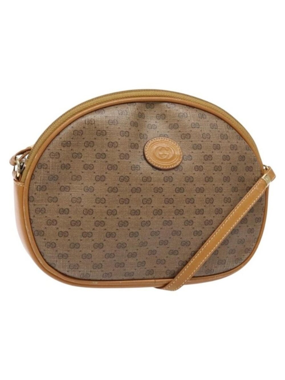 Authentic GUCCI Micro GG Supreme Shoulder Bag PVC Beige Gold